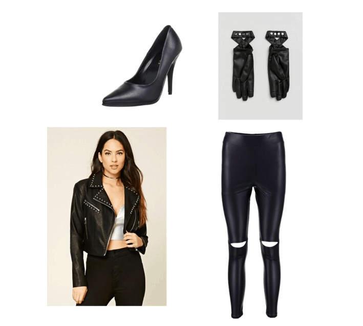 Leather outfit inspired by pink's beautiful trauma music video: Ripped leather leggings, leather jacket, black leather heels, leather gloves