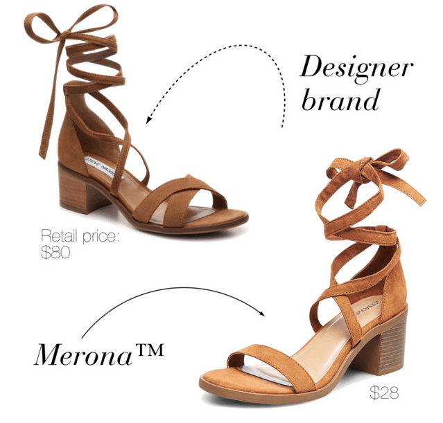 Designer shoe dupes at Target: Merona version of Steve Madden suede lace-up sandals