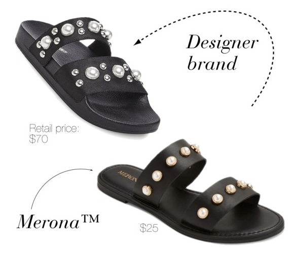 Designer shoe dupes at Target: Merona version of Steve Madden's pearl embellished sandals