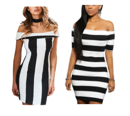 A comparison of two striped dresses - horizontal and vertical