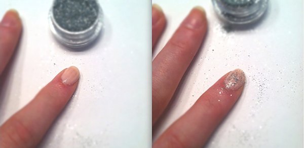 Second glitter technique: Sparse glitter