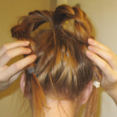 Braided bun tutorial step 2: Create two separate braids