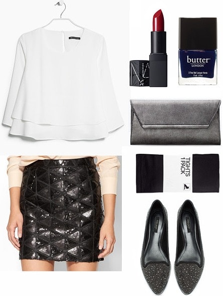 Sequin skirt night out look