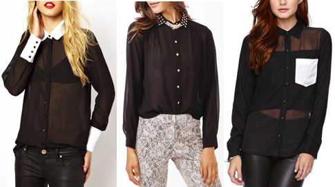 Sheer black oxford shirts