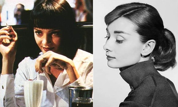 Simple outfits - Uma Thurman in Pulp Fiction and Audrey Hepburn wearing a black top