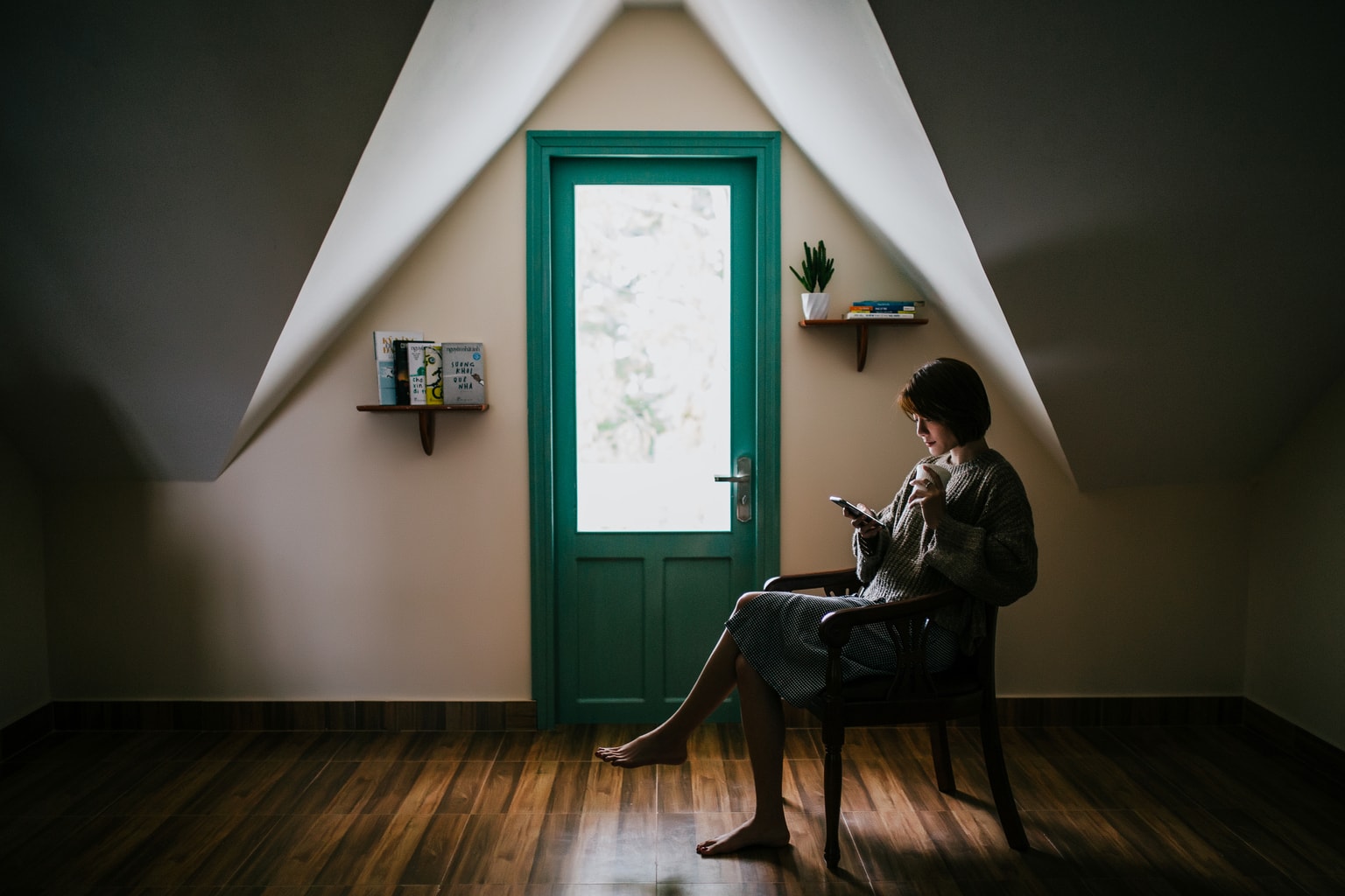 Just casually sitting alone in a room