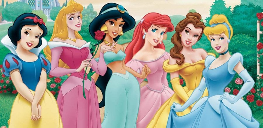 Snow White, Aurora, Jasmine, Ariel, Belle, and Cinderella
