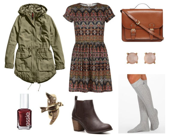 Skater dress anorak brown booties