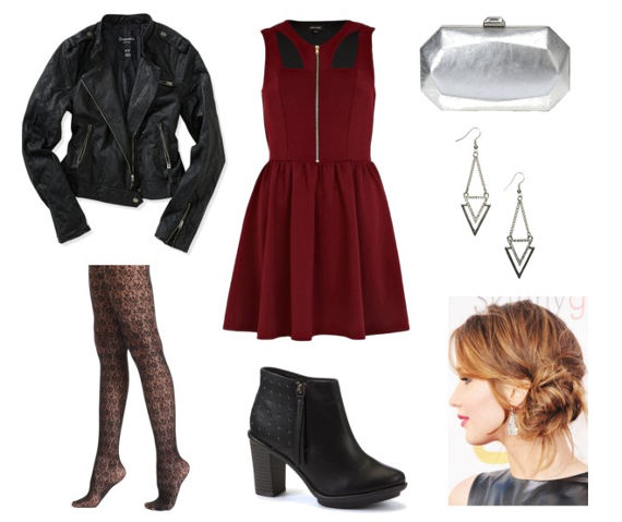 Skater dress moto jacket booties