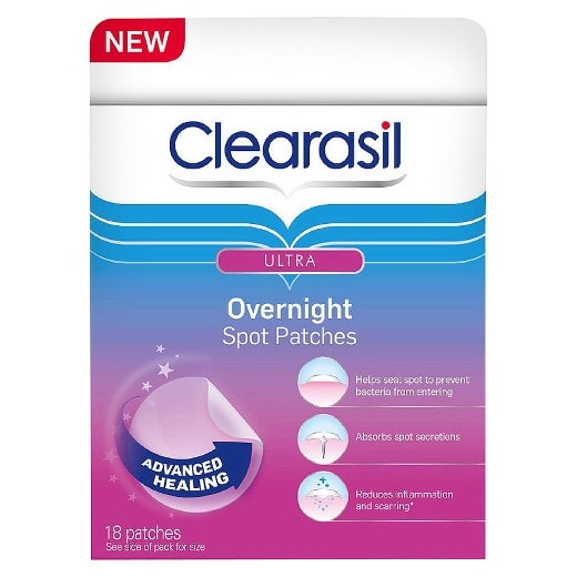 overnight acne fighting patches from clearasil, found at target