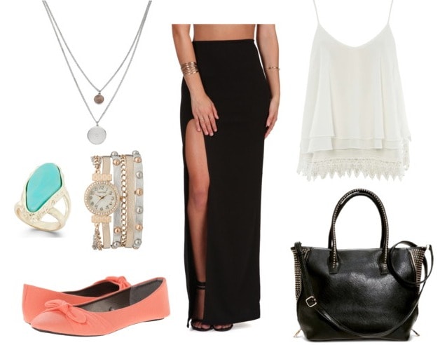 slit maxi skirt class outfit