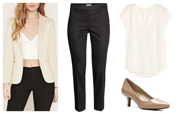Smart beige blazer professional work outfit