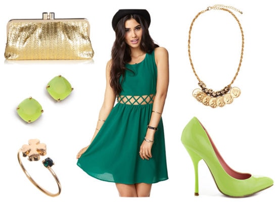 St Patrick's green cutout dress