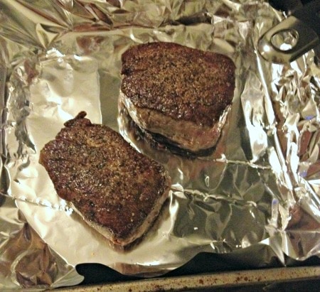 Steaks on foil