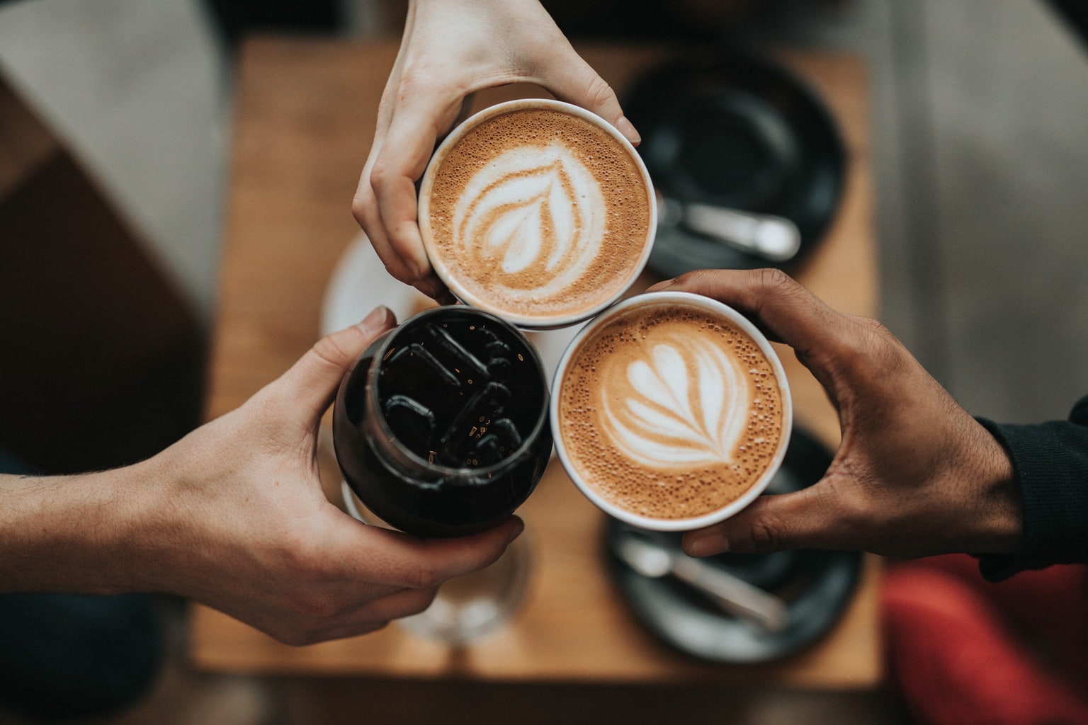 Cheers with three fall drinks