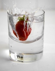 Strawberry inside a glass of water