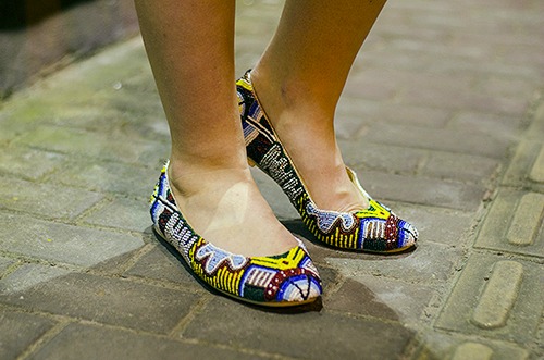 Street style beaded flats