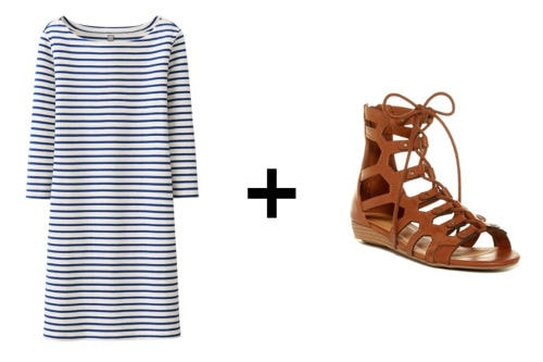 Striped Dress and Gladiator Sandals