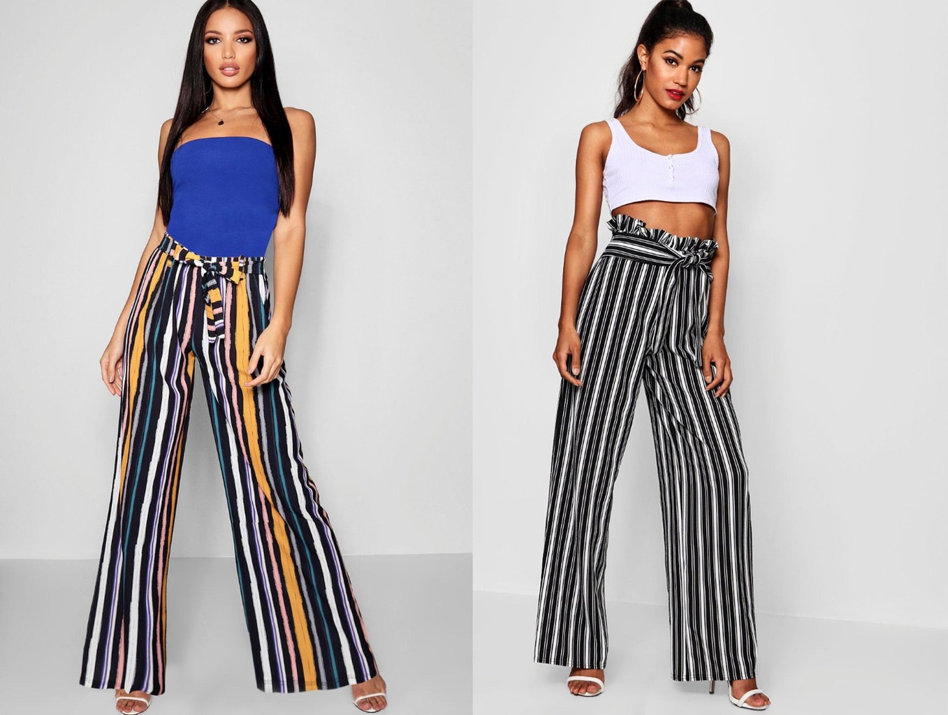 striped wide leg pants