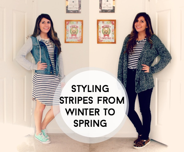 Striped dress deals winter outfit