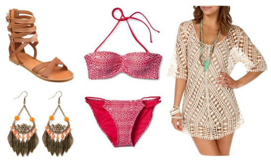 Swim boho ikat bikini crochet tunic