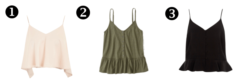 v neckline camisoles