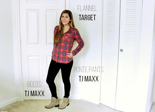 Target flannel black jeggings gray booties