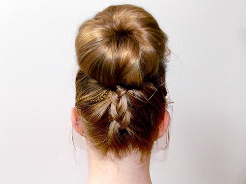 Upside-down dutch braided bun