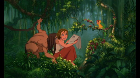 Tarzan and Jane in the jungle in Disney's Tarzan