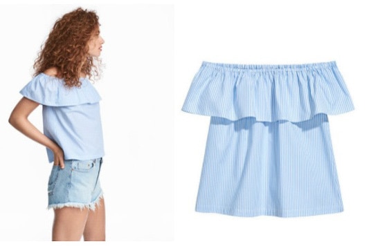 Light blue off the shoulder top