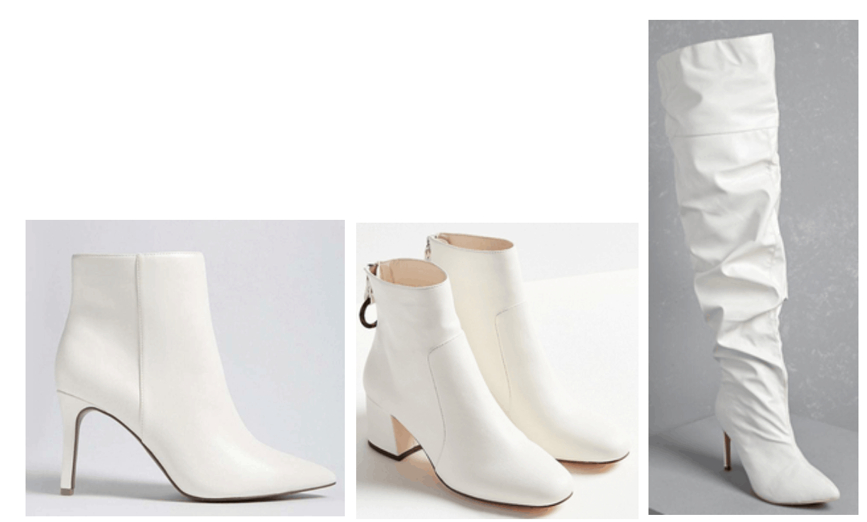 3 pairs of white boots.