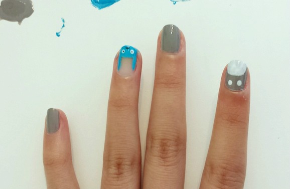 Totoro inspired nail art step 4