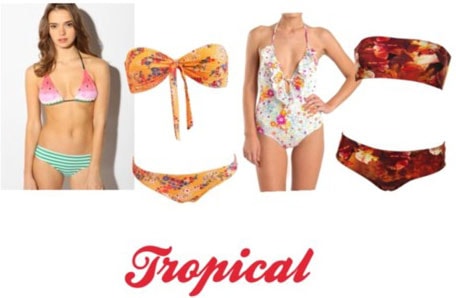 Tropical print swimsuits