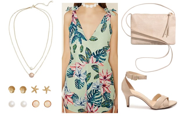 Tropical romper event outfit