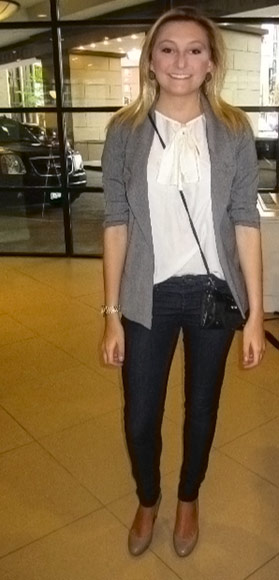 Casual and professional street fashion on a college student from the University of Iowa