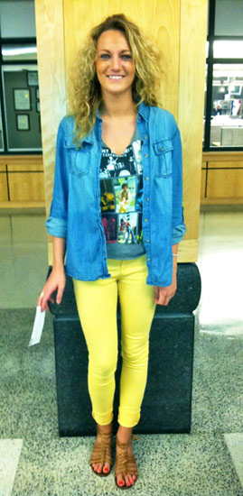 neon yellow denim shirt