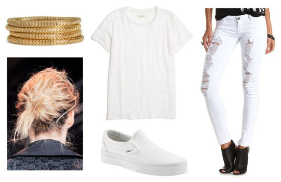 UO lookbook white ripped jeans white tee
