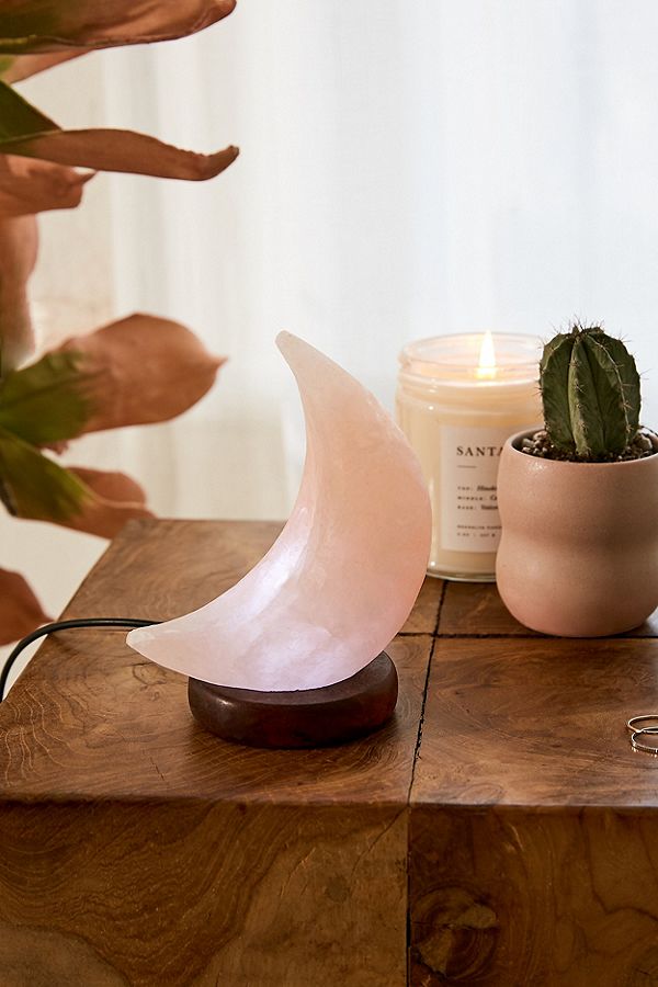 Urban Outfitters moon-shaped Himalayan salt lamp.