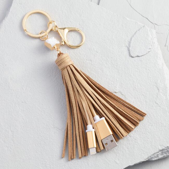 iPhone usb charger tassel keychain