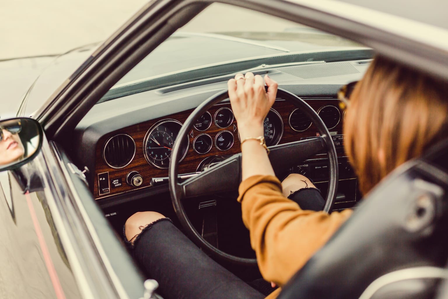 woman driving car