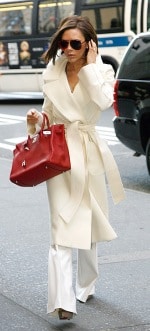 Victoria Beckham wearing a White Coat