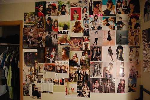 Inspiration wall collage made from magazines