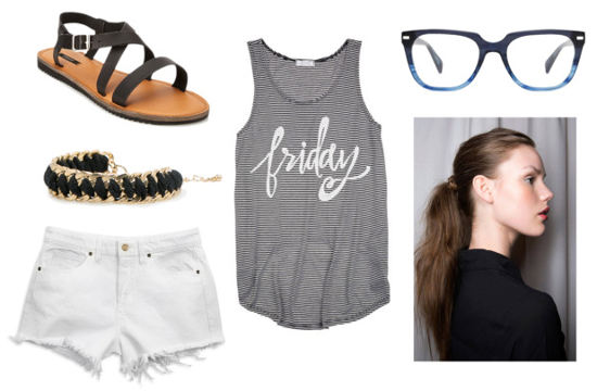 Warby Parker striped tank white shorts