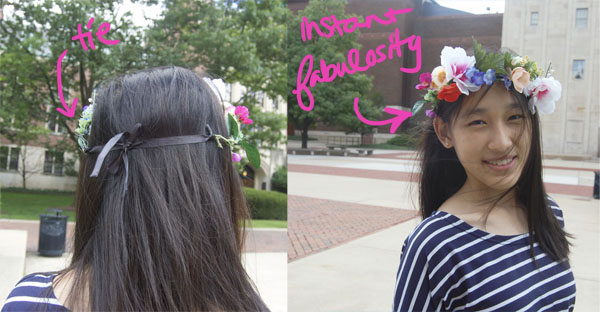 Wearing DIY Floral Crown