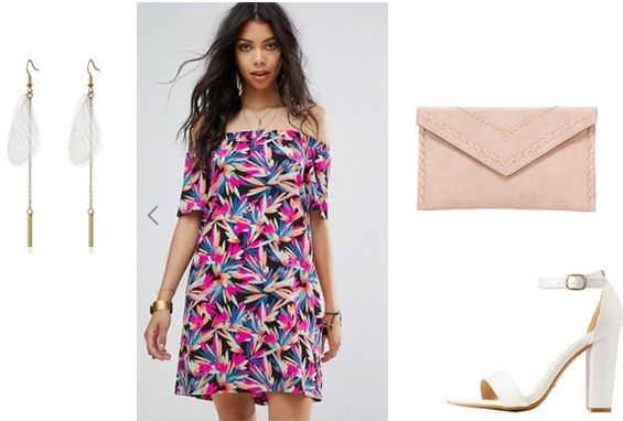 What not to wear with tattoos: Brightly colored dress outfit with bold pattern