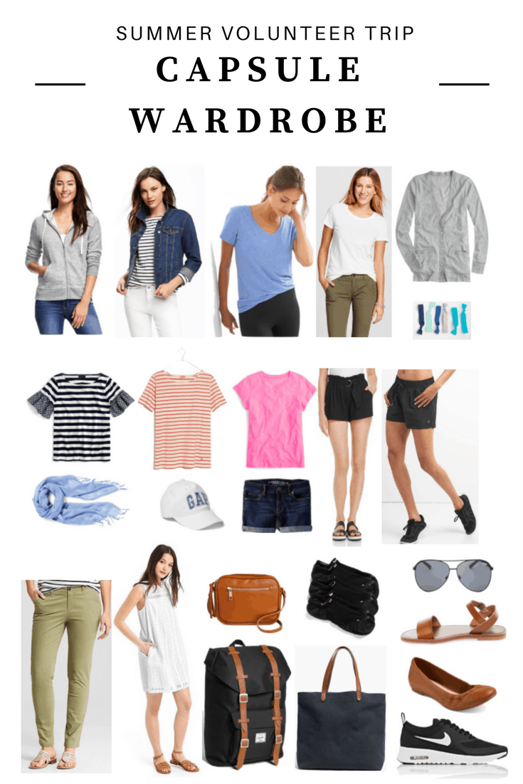 What to pack for a summer volunteer trip: Capsule wardrobe packing list for warm weather -- includes outfits for hiking, working in an orphanage, tourist activities in South America and third world countries, comfortable shoes