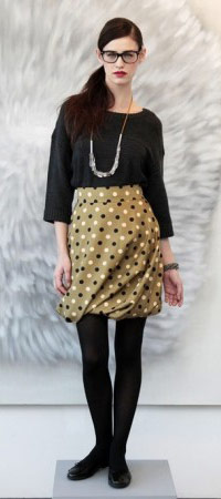 Whit Fall 2011 look 1 - Mustard polka dot skirt
