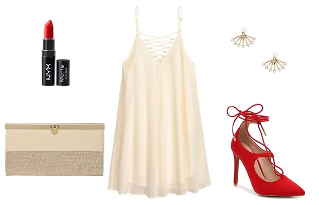 White and red night out drinks summer outfit