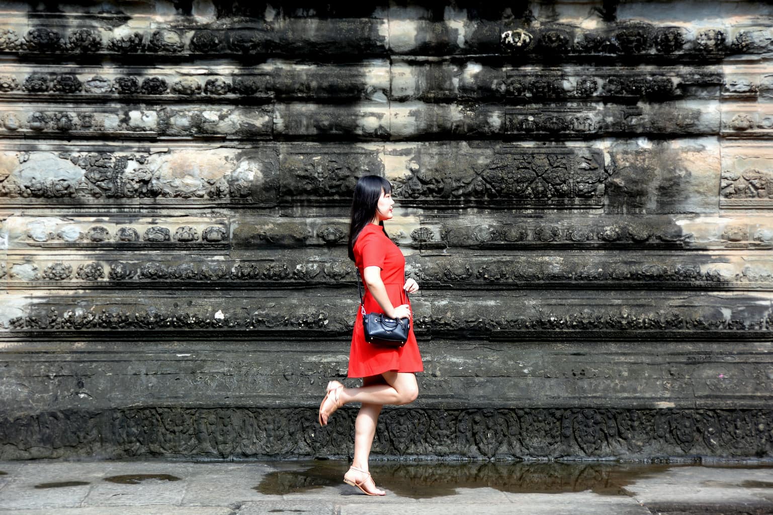 Woman in a red dress