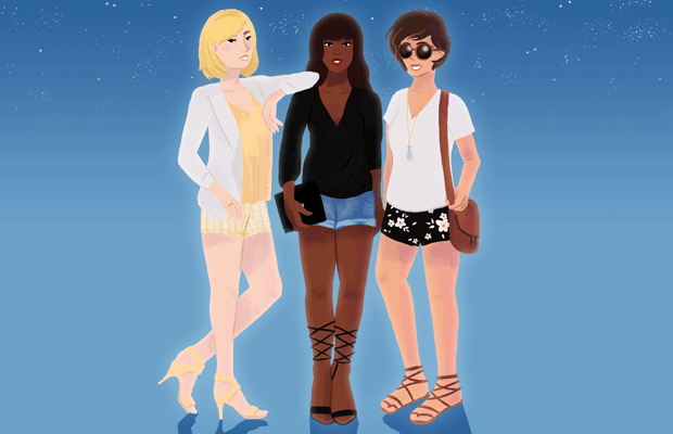 Womens date night shorts outfits illustration Stacey Abidi